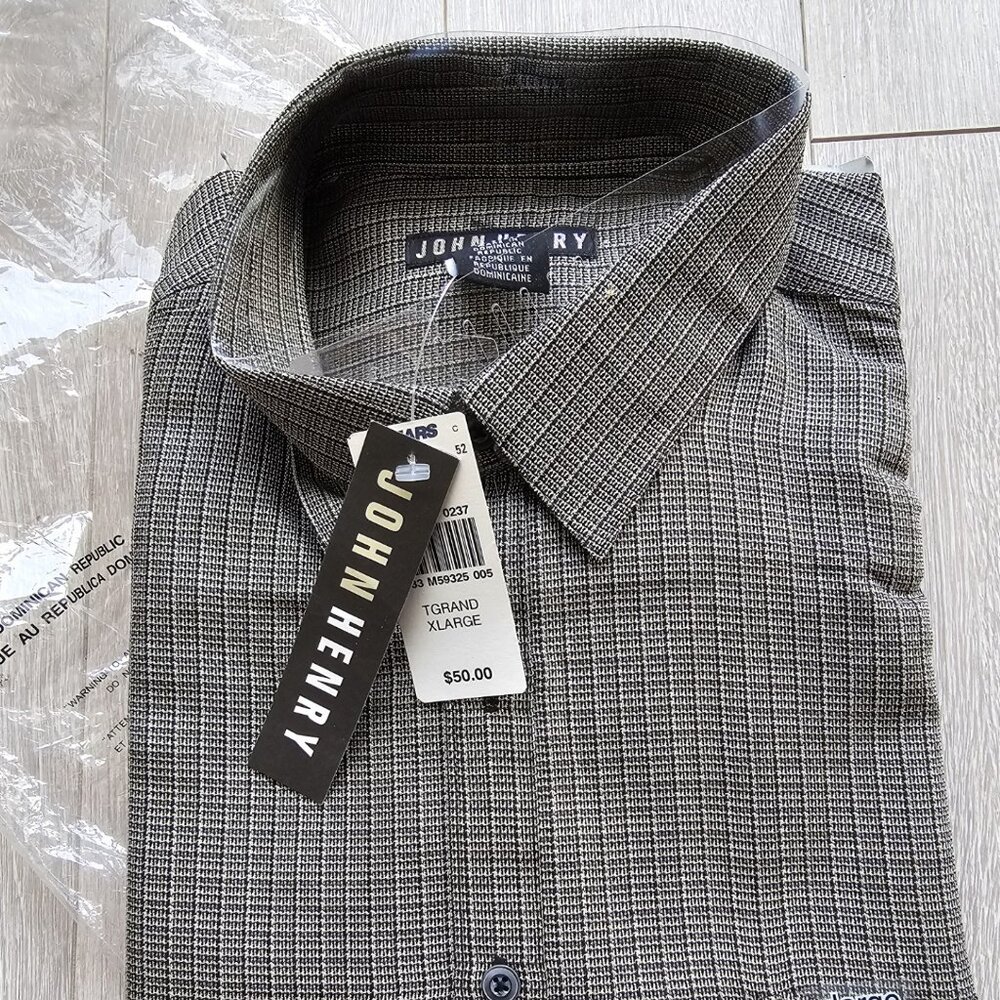 New John Henry Gingham black white Super Soft Button Down